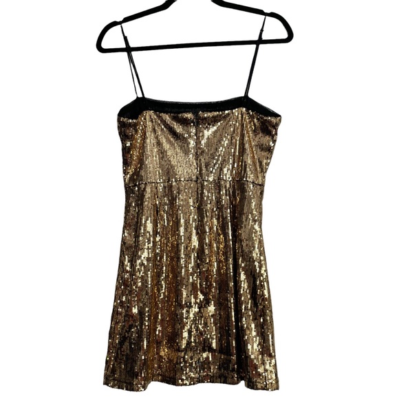 NWT Urban Outfitters Gold Sequin Mini Dress - Picture 2 of 5